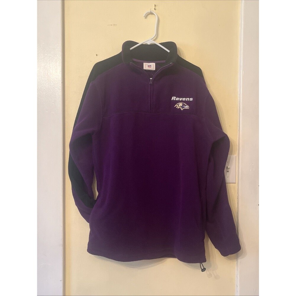 NFL team Apparel Baltimore Ravens Fleece Quarter Zip Pullover Jacket Mens READ d